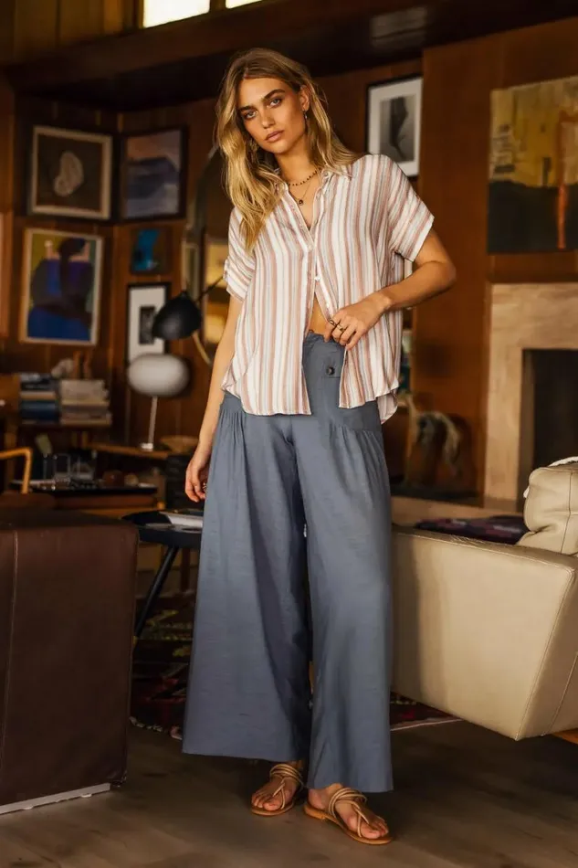 Mayson Wide Leg Pants In Blue Blue Women Bohme Pants