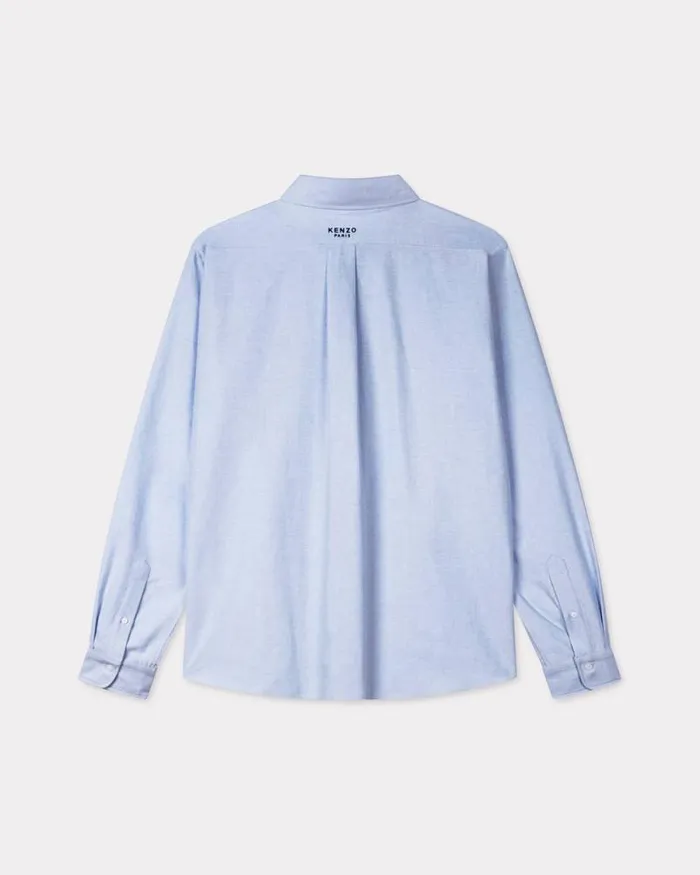 Men 039Boke Flower039 Embroidered Shirt In Oxford Cotton Sky Blue Kenzo Shirts