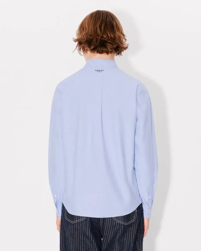 Men 039Boke Flower039 Embroidered Shirt In Oxford Cotton Sky Blue Kenzo Shirts