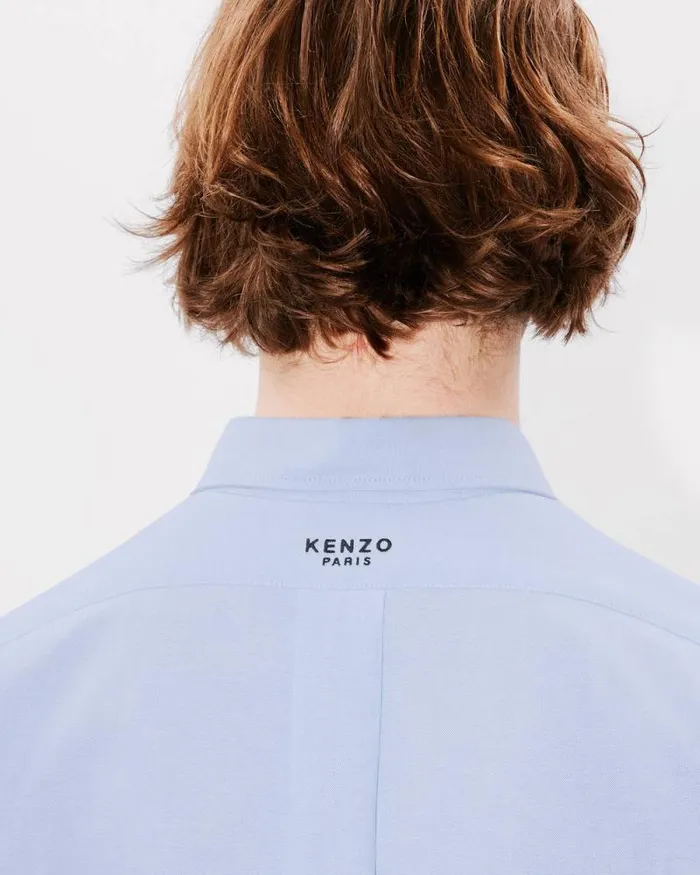 Men 039Boke Flower039 Embroidered Shirt In Oxford Cotton Sky Blue Kenzo Shirts