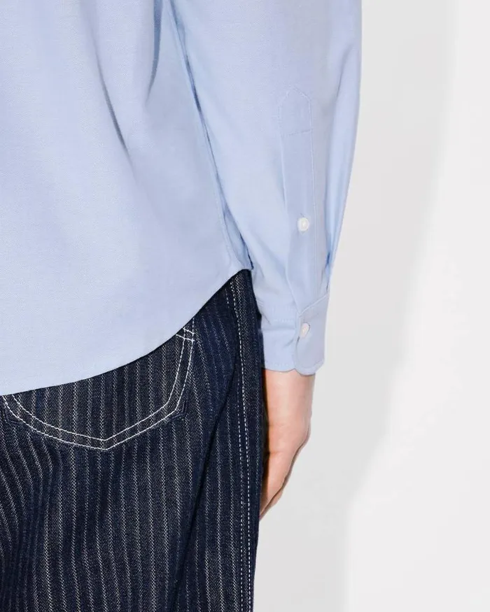 Men 039Boke Flower039 Embroidered Shirt In Oxford Cotton Sky Blue Kenzo Shirts