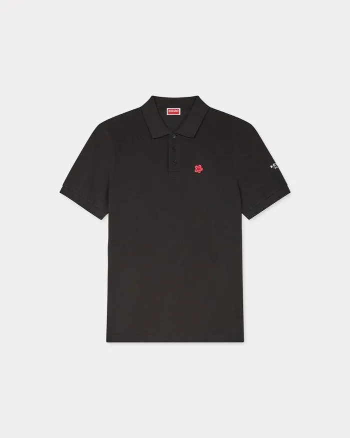 Men 039Boke Flower039 Embroidered Slim Polo In Cotton Black Kenzo Tshirts And Polos