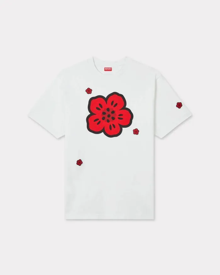 Men 039Boke Flower039 Embroidered Tshirt In Cotton Off White Kenzo Tshirts And Polos