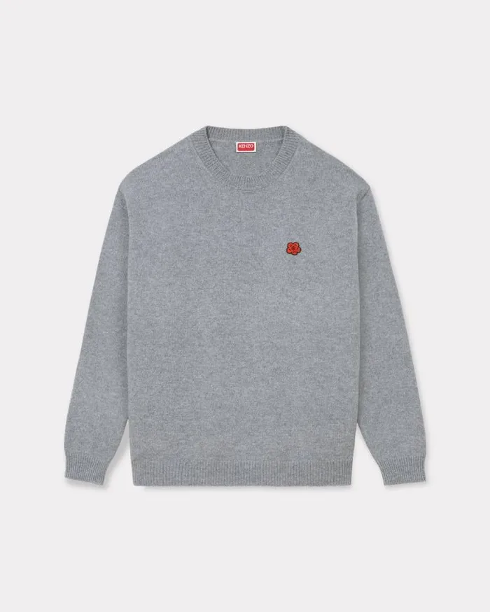Men 039Boke Flower039 Embroidered Wool Jumper Misty Grey Kenzo Sweaters And Cardigans
