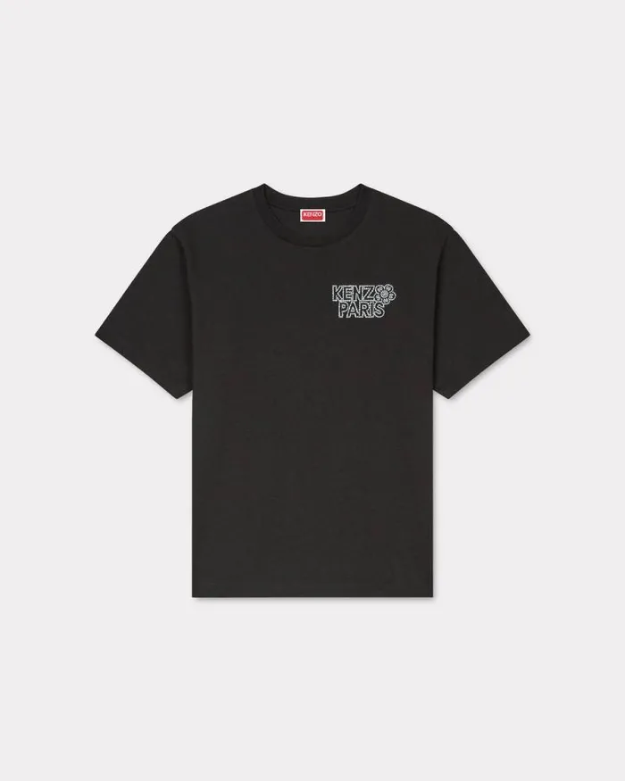 Men 039KENZO Constellation039 Oversized Embroidered Tshirt In Cotton Black Kenzo Tshirts And Polos
