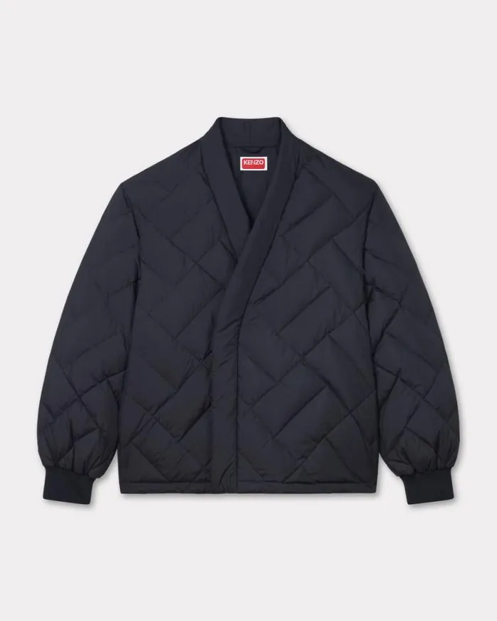 Men 039KENZO Weave039 Puffer Kimono Jacket Black Kenzo Kimonos