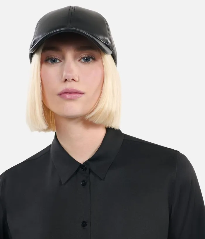 Men Black Leather Cap THE KOOPLES Hats and Scarves