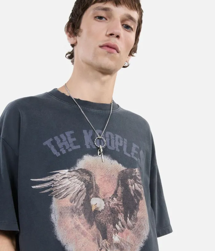 Men Black Tshirt With Serigraphy THE KOOPLES Knits and Tees
