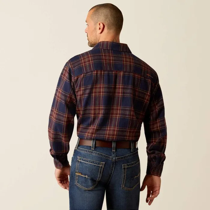 Men Button Down Shirts Ariat Rebar Heavy Flannel Work Shirt Navy and Malbec Men Button Down Shirts Ariat Rebar Heavy Flannel Work Shirt Navy and Malbec
