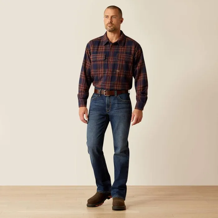 Men Button Down Shirts Ariat Rebar Heavy Flannel Work Shirt Navy and Malbec Men Button Down Shirts Ariat Rebar Heavy Flannel Work Shirt Navy and Malbec