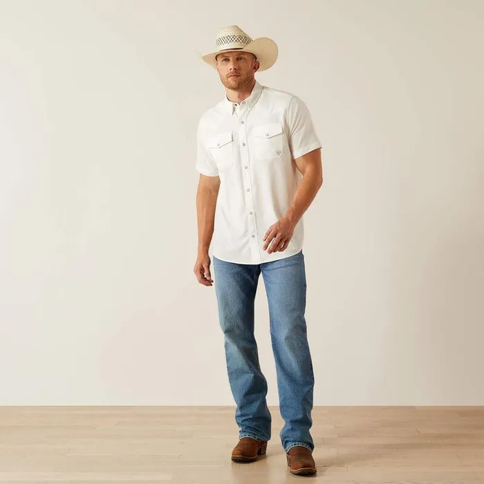 Men Button Down Shirts Ariat VentTEK Western Fitted Shirt White Men Button Down Shirts Ariat VentTEK Western Fitted Shirt White