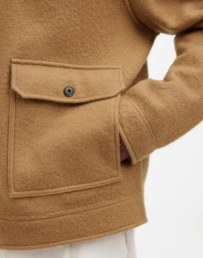Men Coats Jackets Madewell Boiled Wool ZipFront Jacket Faded Birch
