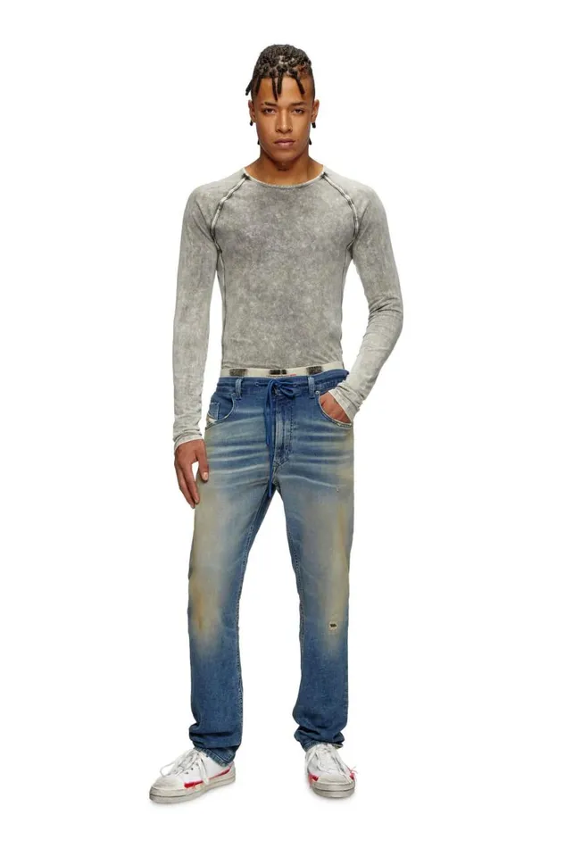 Men Diesel Jeans Regular 2030 DKrooley Joggjeans 068PQ Medium Blue