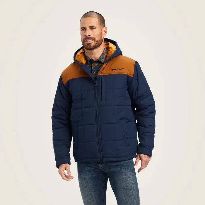 Men Jackets and Vests Ariat Crius Hooded Insulated Jacket Navy
