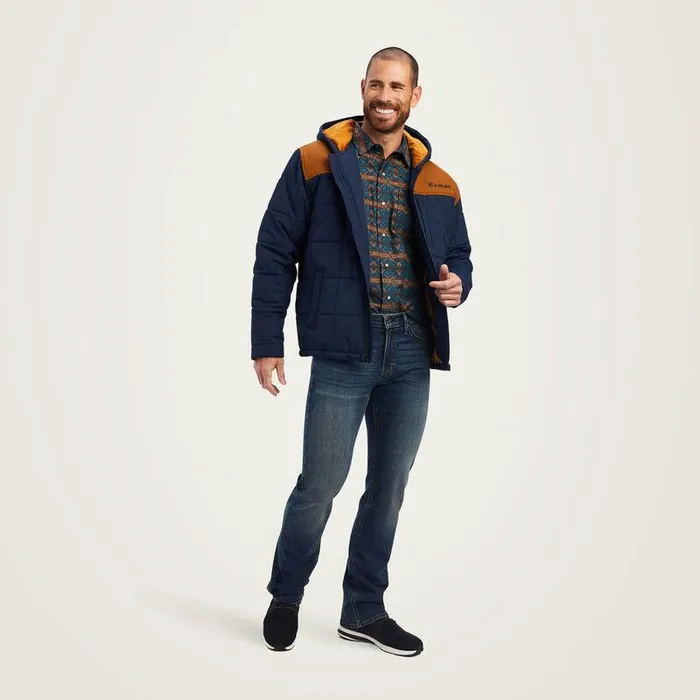 Men Jackets and Vests Ariat Crius Hooded Insulated Jacket Navy