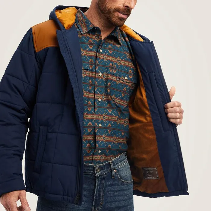 Men Jackets and Vests Ariat Crius Hooded Insulated Jacket Navy