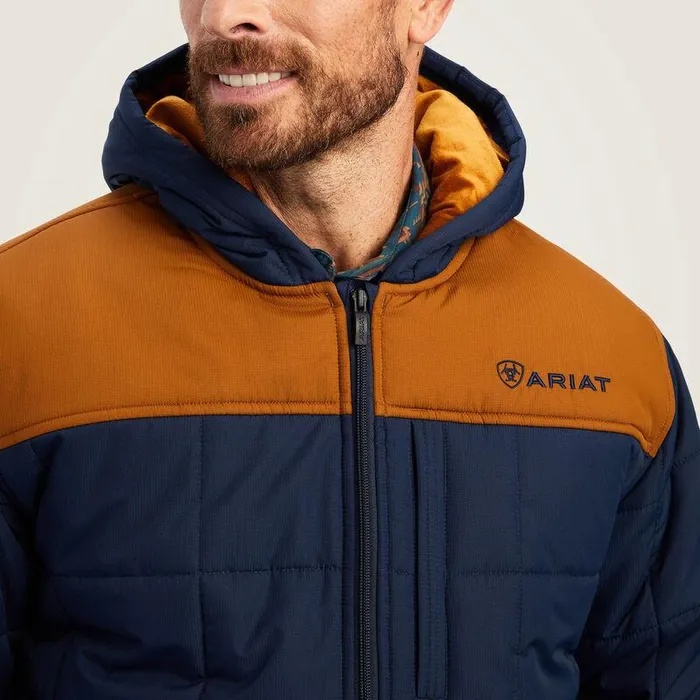 Men Jackets and Vests Ariat Crius Hooded Insulated Jacket Navy
