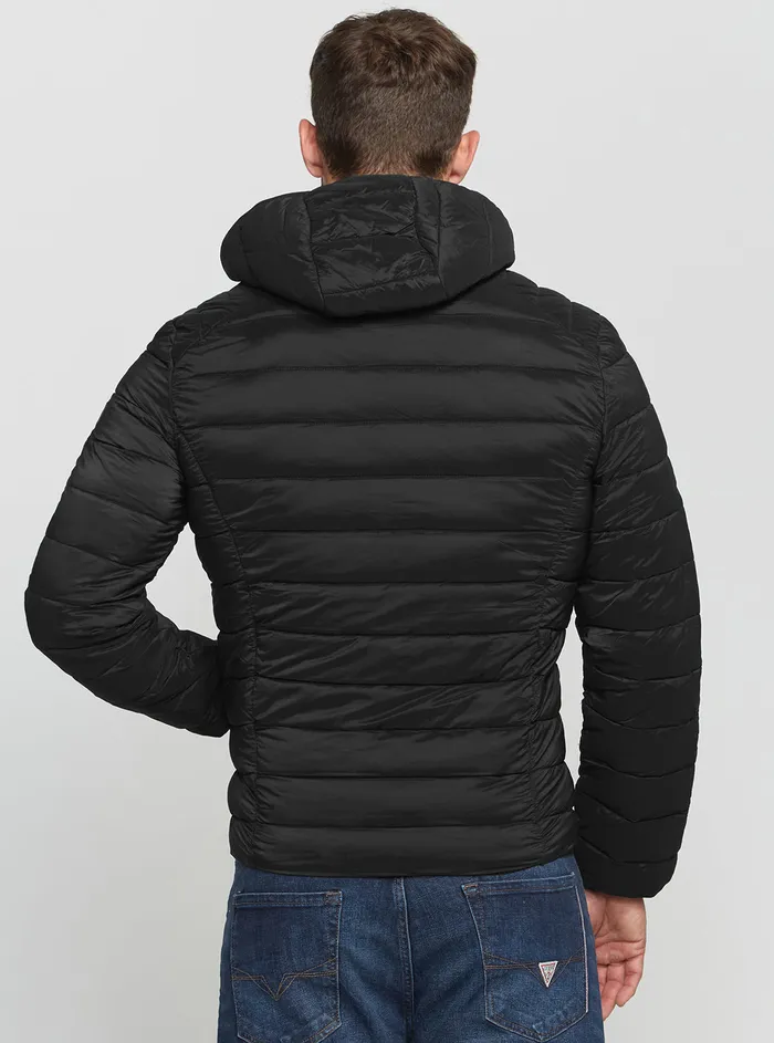 Men Jackets GUESS Eco Black Stretch Hoodie Jacket