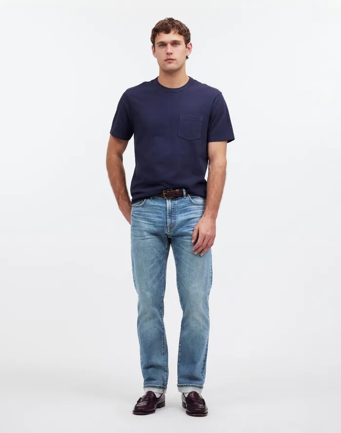Men Jeans Madewell The 1991 StraightLeg Stretch Selvedge Jean Barrington Wash