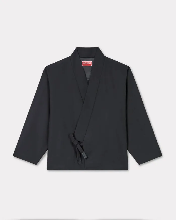 Men Kimono Jacket In Virgin Wool Black Kenzo Kimonos