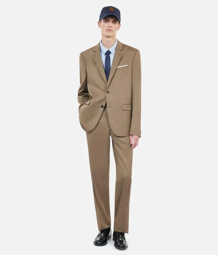 Men Light Brown Wool Suit Trousers THE KOOPLES Blazers and Suits