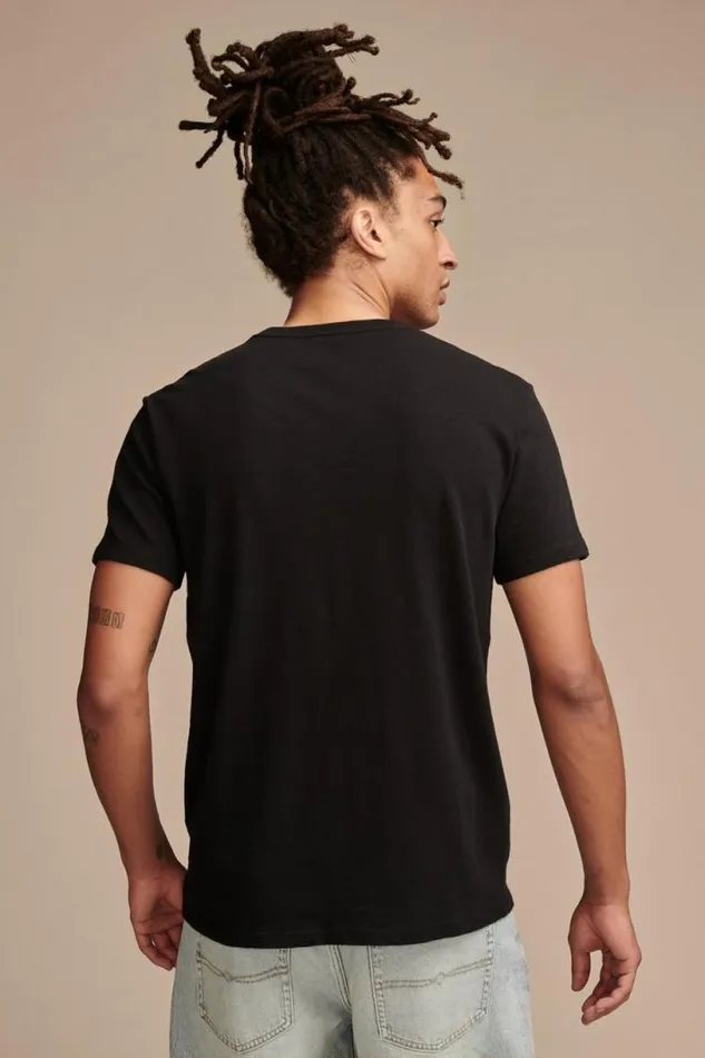 Men Lucky Brand Graphic Tees Top Gun Logo Jet Black