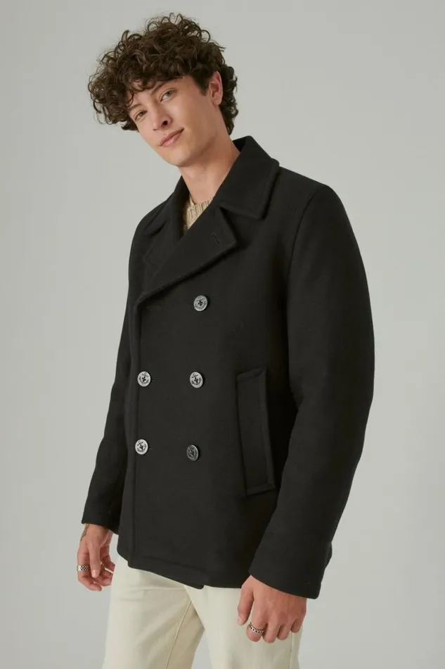 Men Lucky Brand Jackets and Outerwear Classic Peacoat Navy