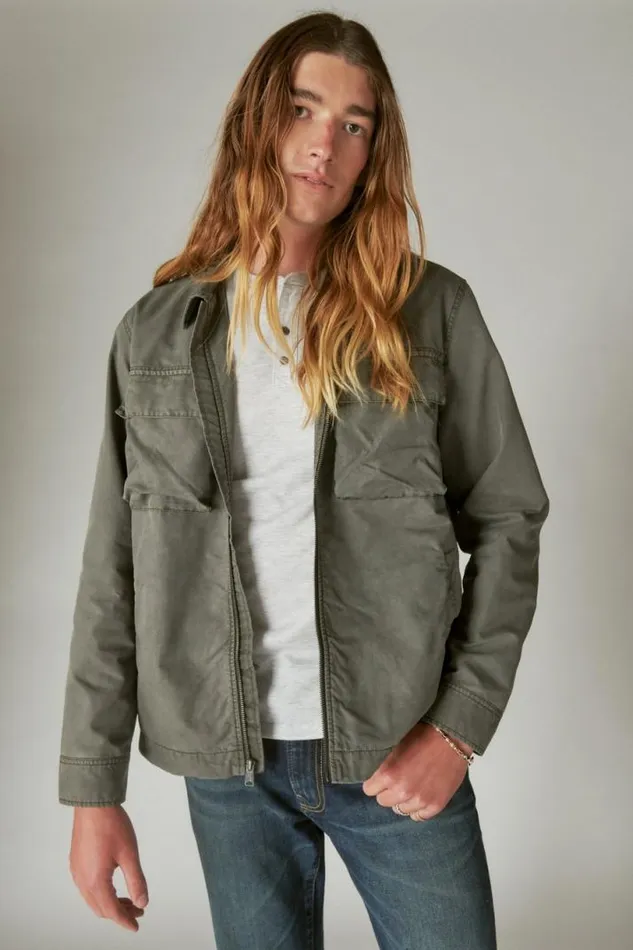 Men Lucky Brand Jackets and Outerwear Fleece Lined Shirt Jacket Raven