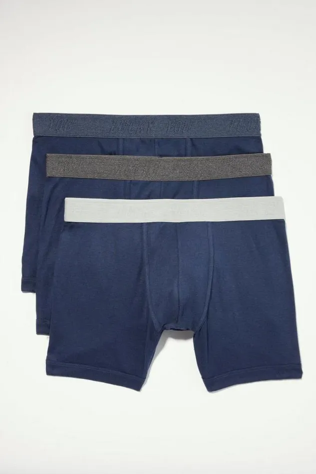 Men Lucky Brand Underwear and Sleepwear 3 Pack Cotton Modal Boxer Briefs Medium Light Blue