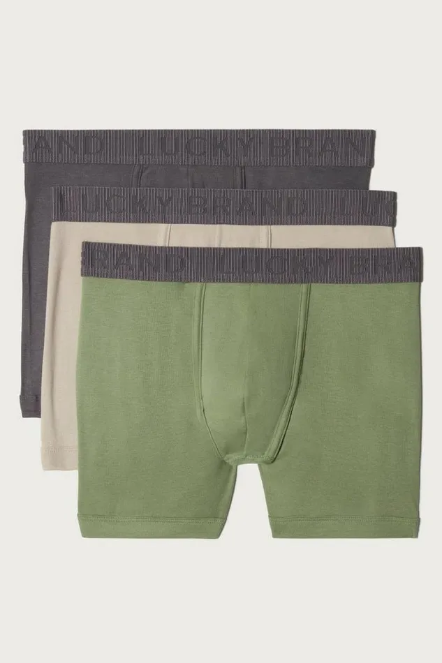 Men Lucky Brand Underwear and Sleepwear 3 Pack Cotton Viscose Boxer Briefs Multi