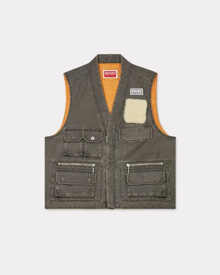 Men Multipocket Gilet Taupe Kenzo Jackets And Coats