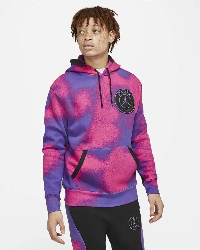 Men Nike Hoodies And Sweatshirts Paris SaintGermain Psychic Purplehyper Pinkblack
