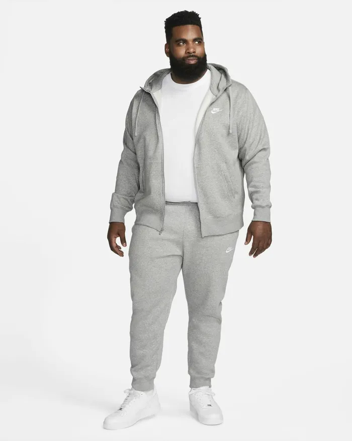 Men Nike Hoodies And Sweatshirts Sportswear Club Fleece Dark Grey Heathermatte Silverwhite