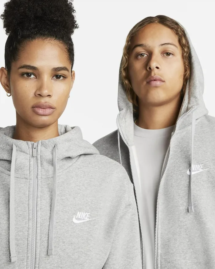 Men Nike Hoodies And Sweatshirts Sportswear Club Fleece Dark Grey Heathermatte Silverwhite