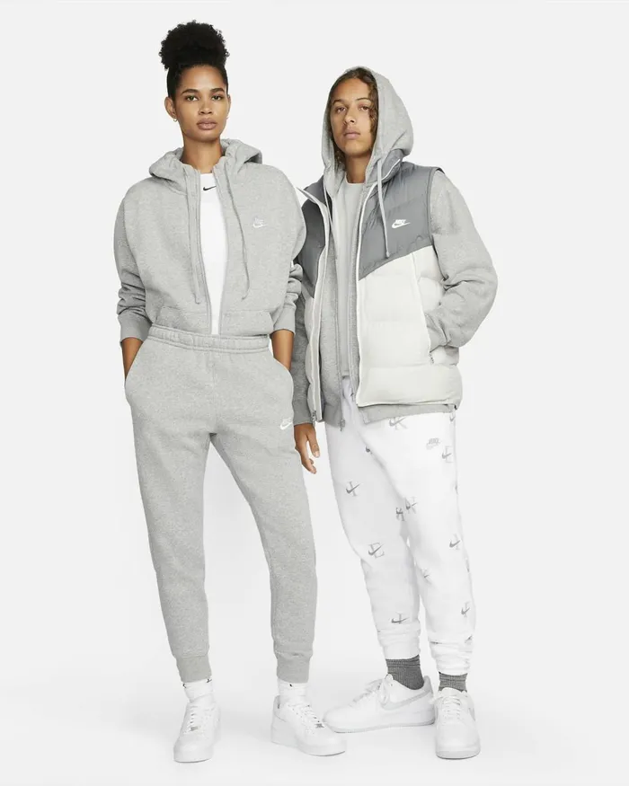 Men Nike Hoodies And Sweatshirts Sportswear Club Fleece Dark Grey Heathermatte Silverwhite