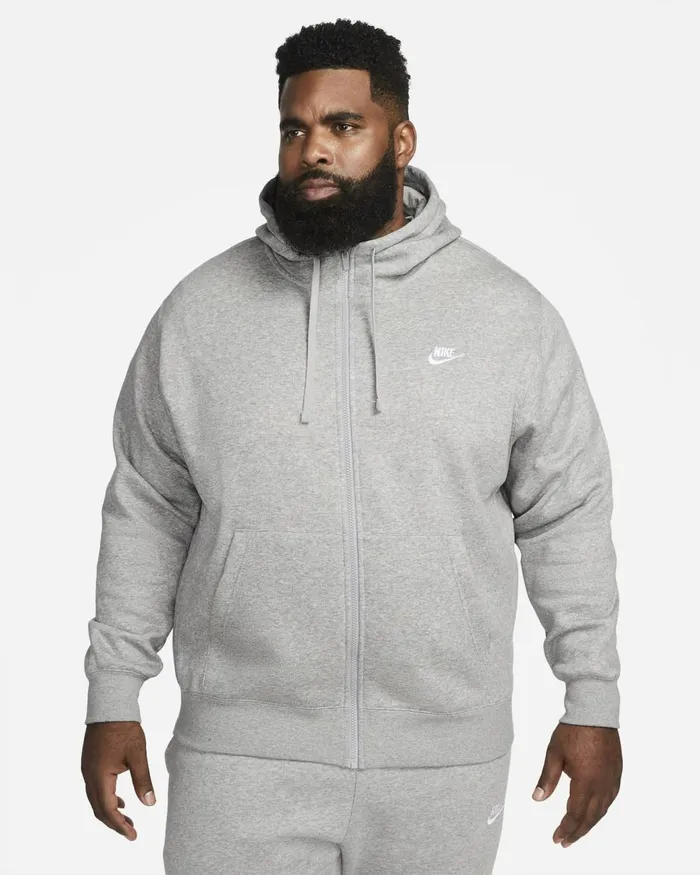 Men Nike Hoodies And Sweatshirts Sportswear Club Fleece Dark Grey Heathermatte Silverwhite