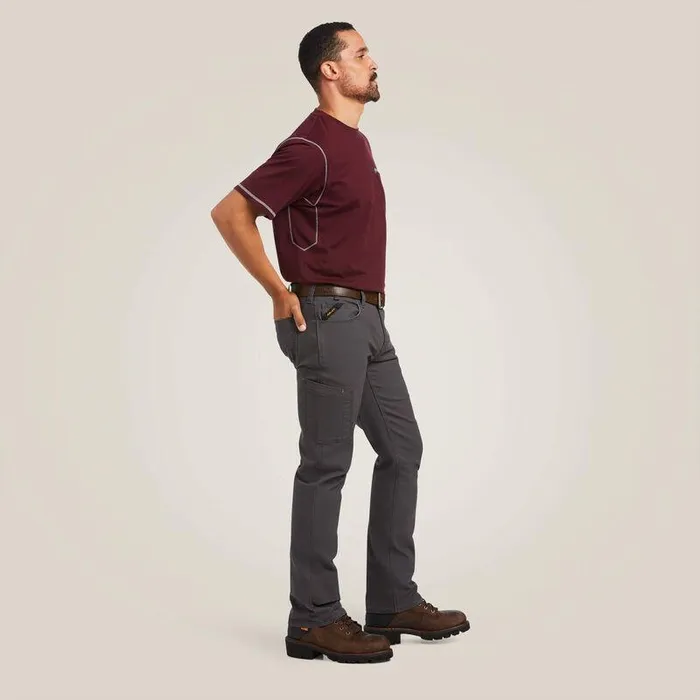 Men Pants and Shorts Ariat Rebar M7 DuraStretch Made Tough Straight Pant Rebar Grey