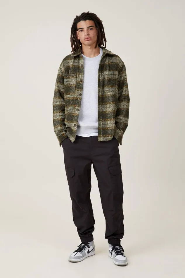 Men Pants Cotton On Ripstop Jogger Black