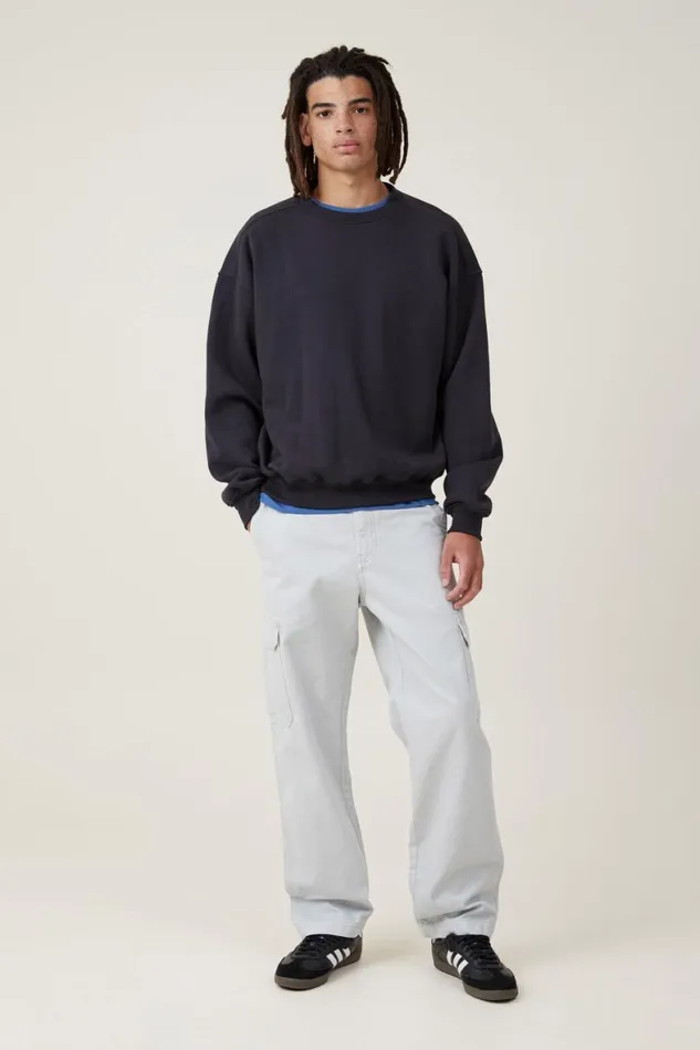Men Pants Cotton On Tactical Cargo Pant Ice Grey Herringbone