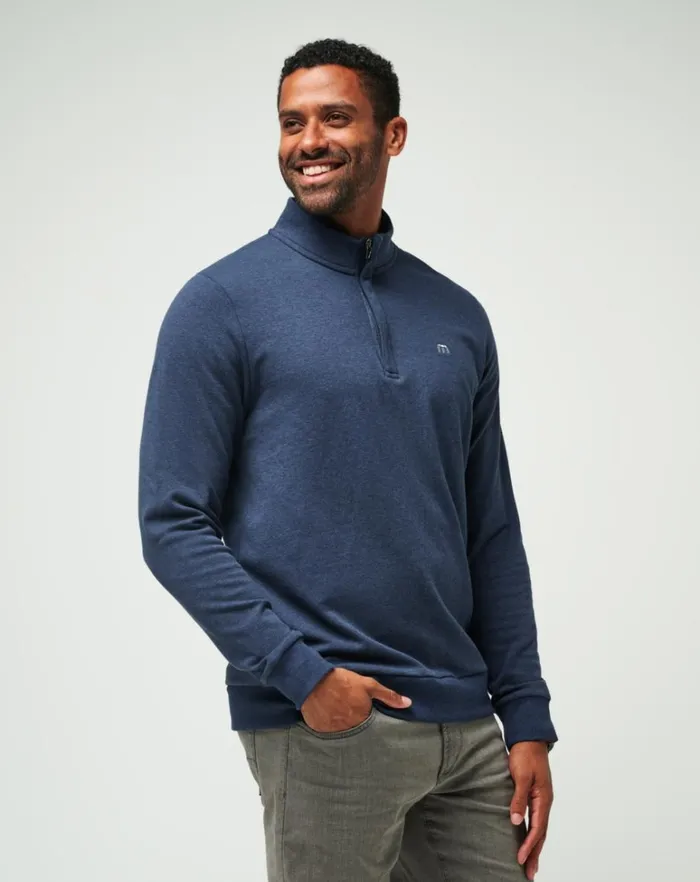 Men Quarter Zips TravisMathew CLOUD QUARTER ZIP 20 Heather Blue