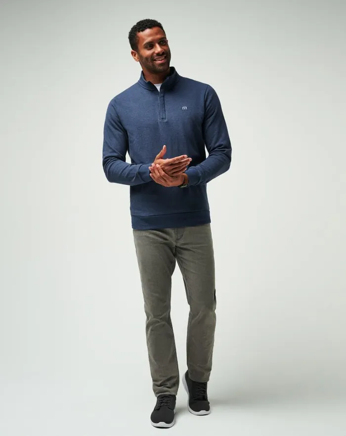 Men Quarter Zips TravisMathew CLOUD QUARTER ZIP 20 Heather Blue