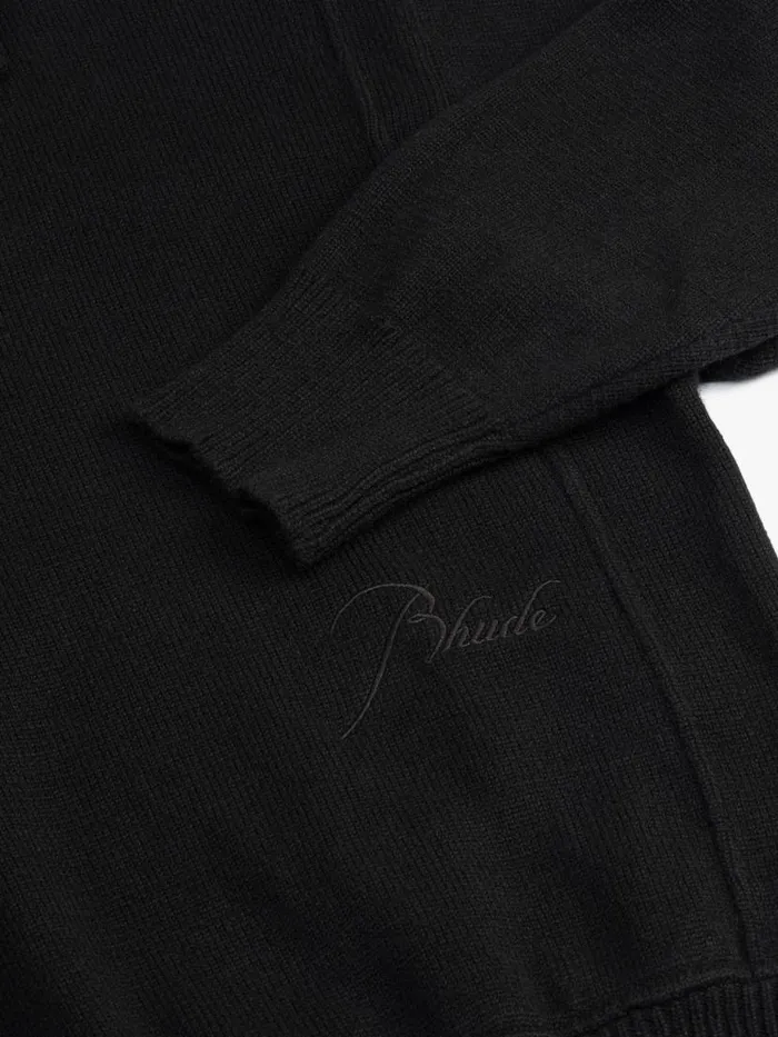 Men Rhude Luxe Knitwear CORE CASHMERE KNIT QUARTERZIP Black