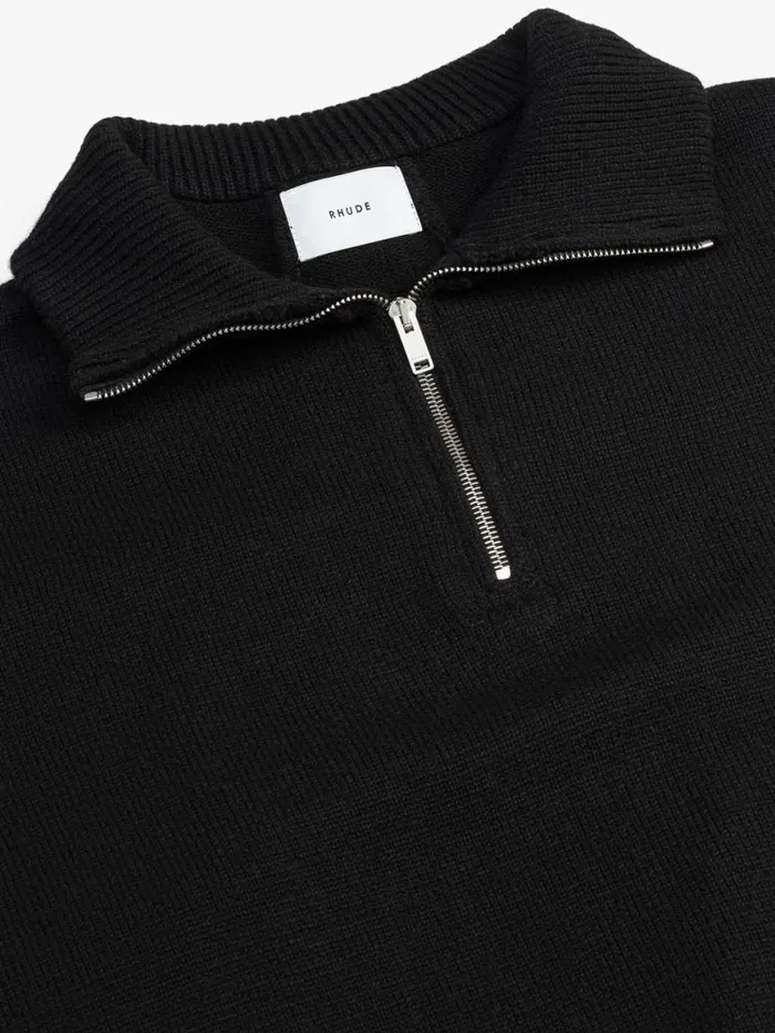 Men Rhude Luxe Knitwear CORE CASHMERE KNIT QUARTERZIP Black