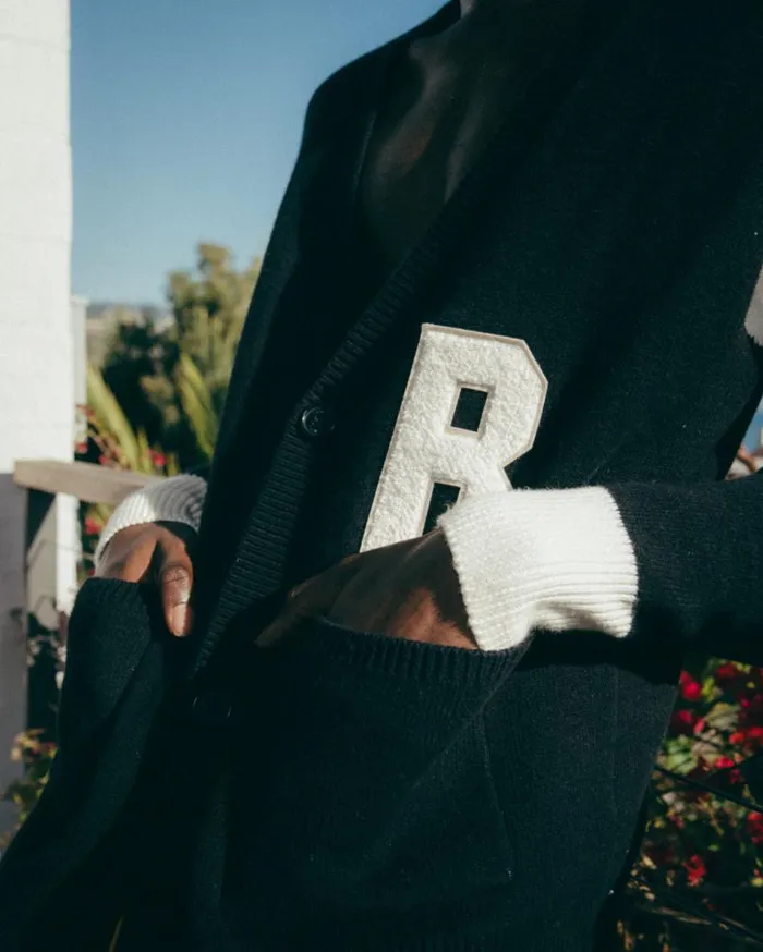 Men Rhude Luxe Knitwear KNIT LIGHTNING CARDIGAN Blackwhite