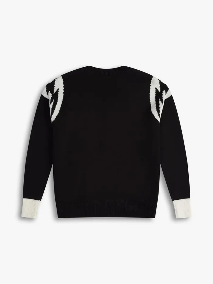 Men Rhude Luxe Knitwear KNIT LIGHTNING CARDIGAN Blackwhite