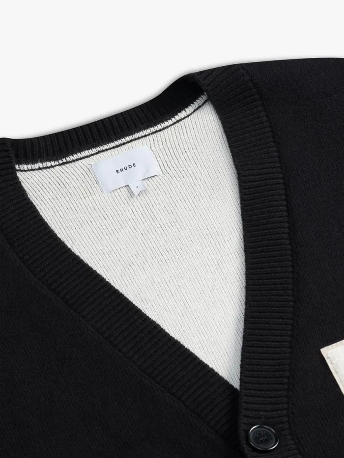 Men Rhude Luxe Knitwear KNIT LIGHTNING CARDIGAN Blackwhite