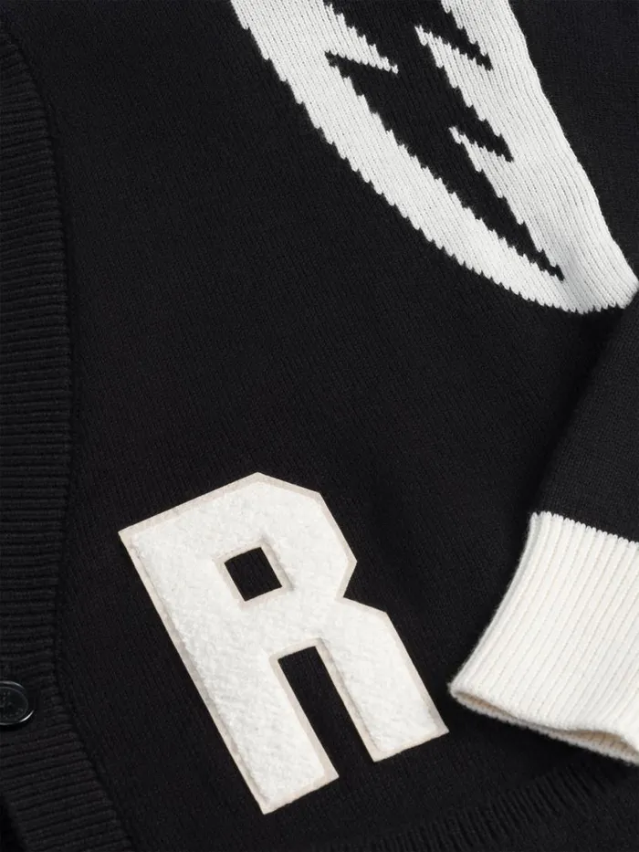 Men Rhude Luxe Knitwear KNIT LIGHTNING CARDIGAN Blackwhite
