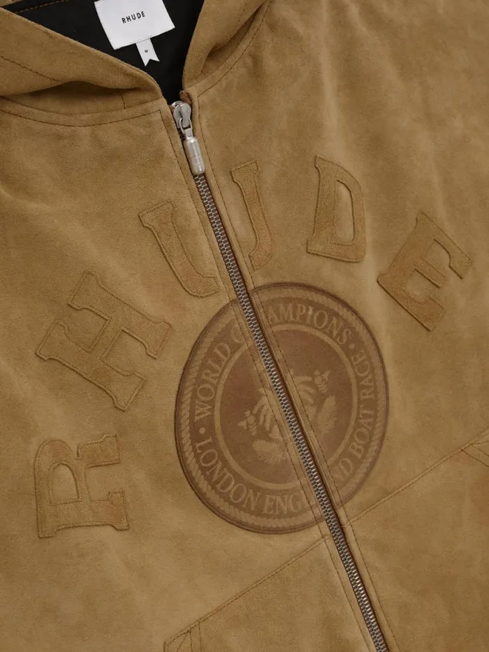 Men Rhude Outerwear SUEDE CREST HOODIE Brown