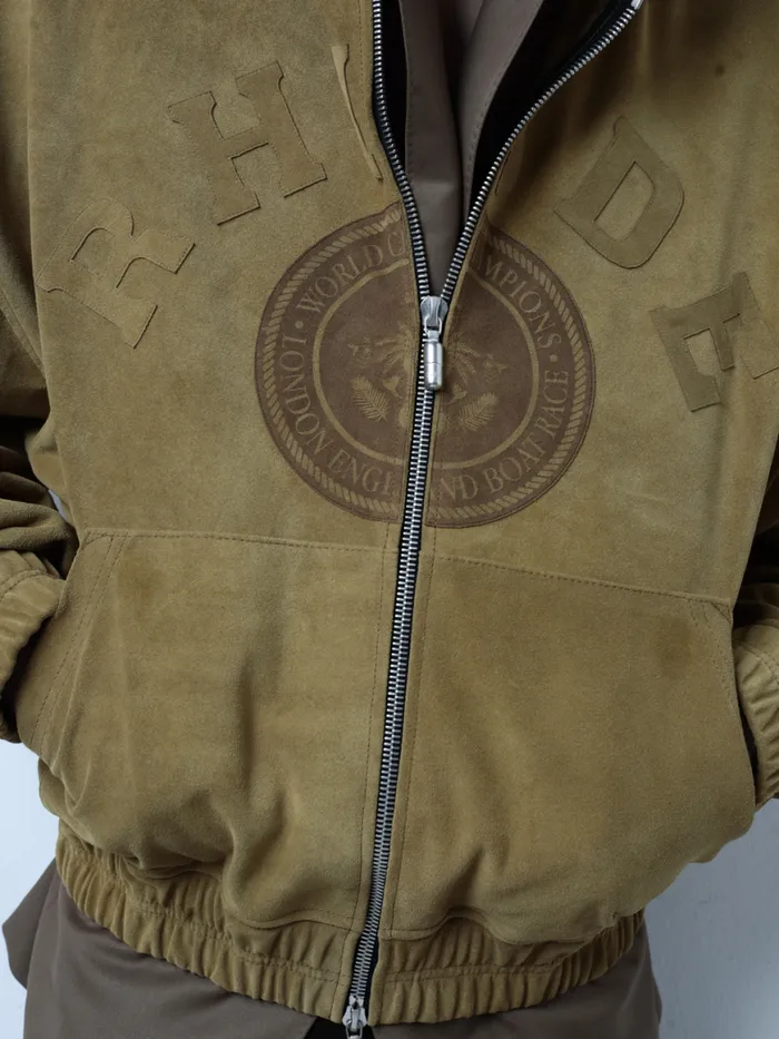 Men Rhude Outerwear SUEDE CREST HOODIE Brown