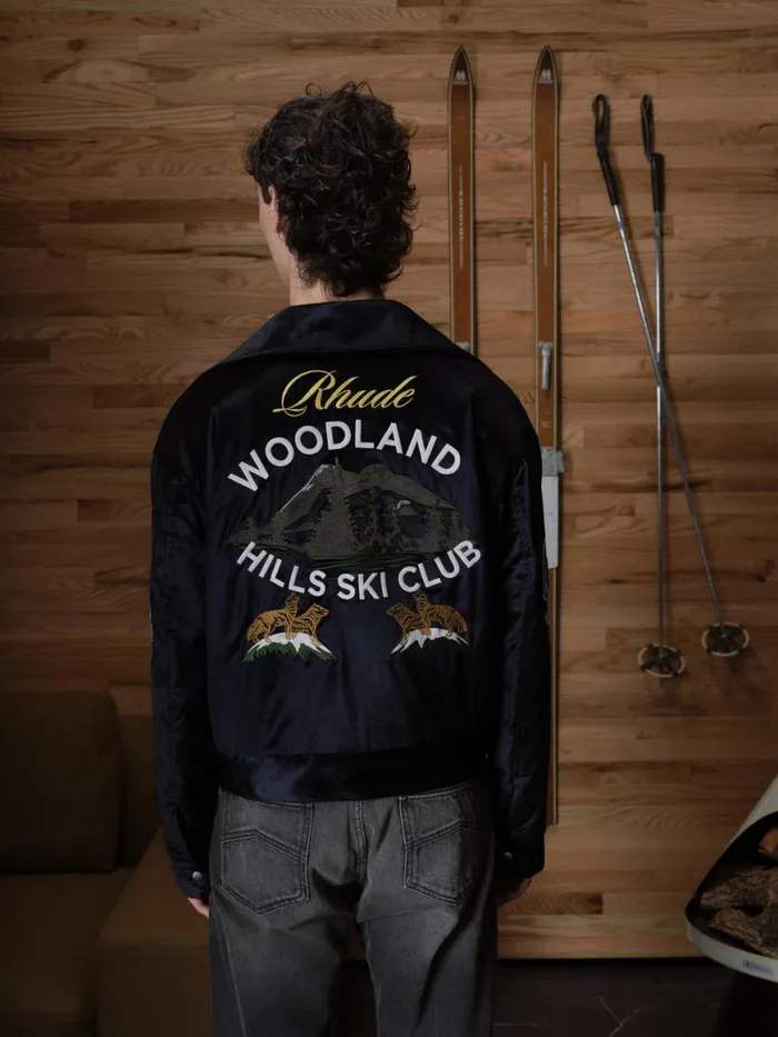 Men Rhude Outerwear WOODLAND HILLS VELVET JACKET Navy
